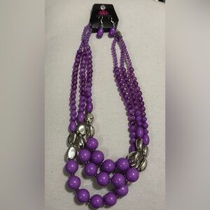 Purple and Silver Beaded Necklace
